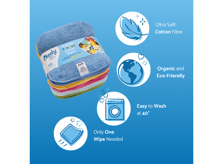 Lingettes bébé en coton bio - 25 pièces - différentes couleurs - douces et durables