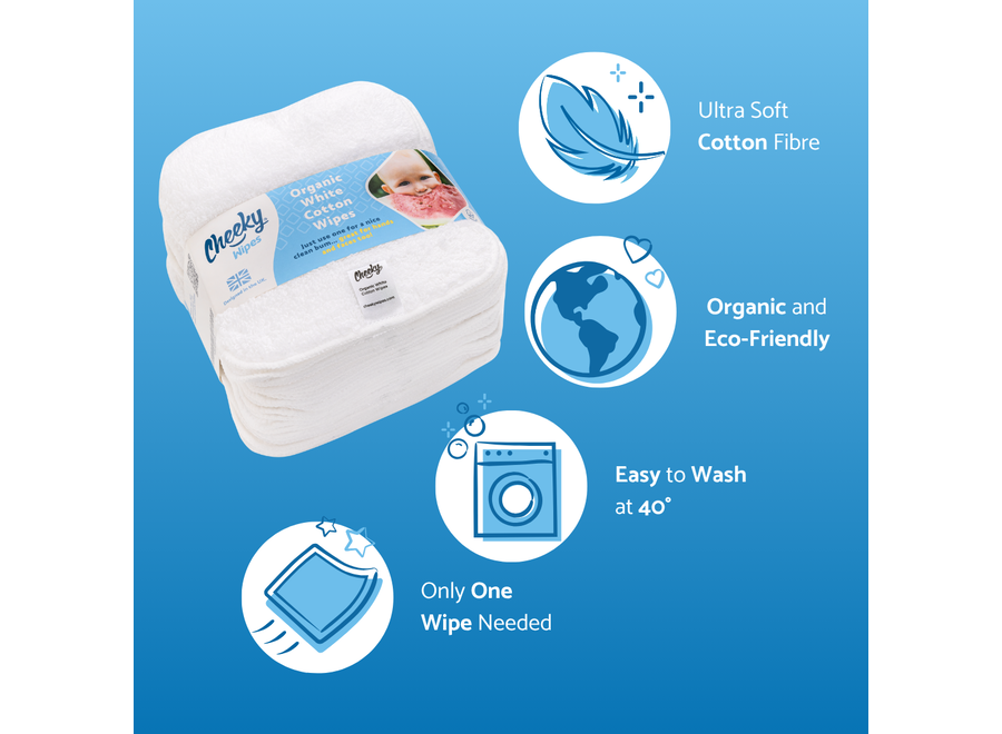 Lingettes Cheeky Wipes - lingettes pour bébé en coton biologique - 25 pièces
