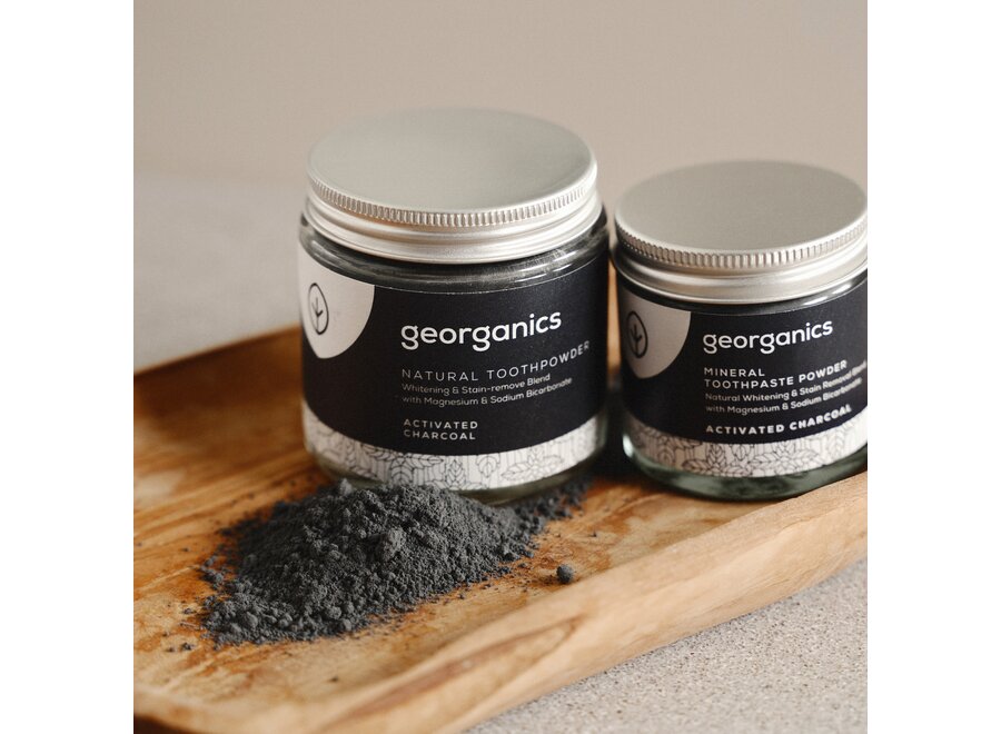 Georganics - Mineralisches Zahnpasta-Pulver - Aktivkohle - Whitening - 100% natürliche Inhaltsstoffe - Vegan und tierschonend