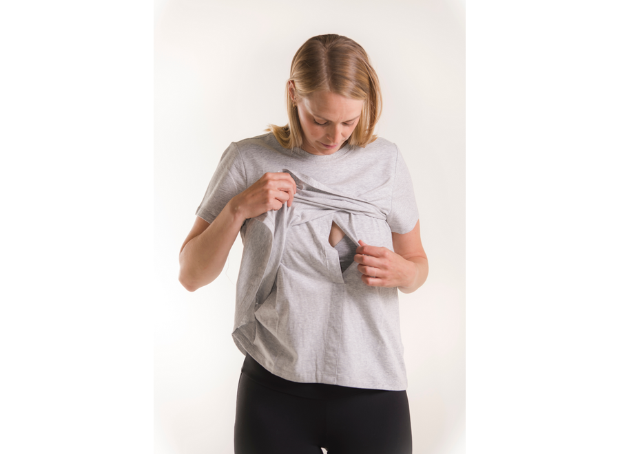 - Maternity T-shirt with feeding function - Gray melange