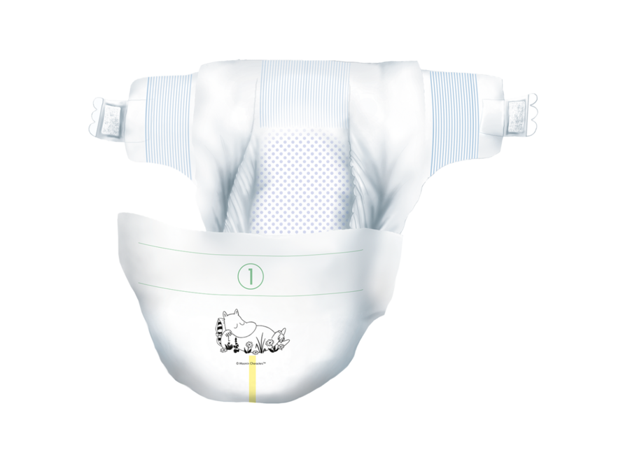 - Eco diapers - size 1 - 2 to 5 kg - Monthly pack - Hypoallergenic - Sensitive skin - Fragrance-free