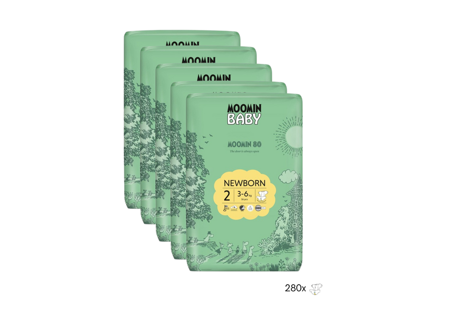 - Eco Wegwerpluiers - maat 2 - 3 t/m 6 kg - Maandbox 280 stuks - Hypoallergeen - Gevoelige huid - Parfumvrij