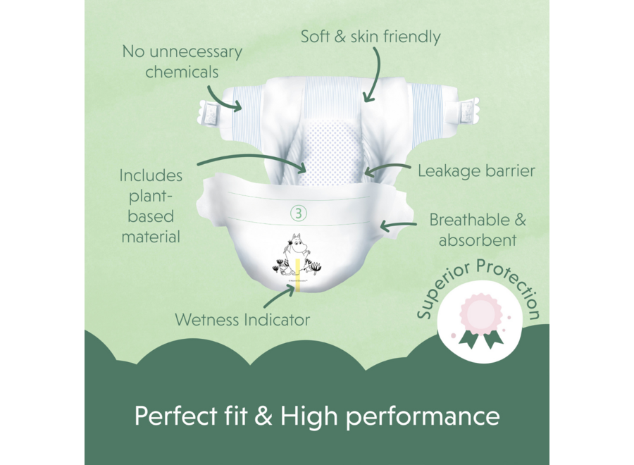- Eco Diapers - size 4 - 7 to 14 kg - Monthly box 210 pieces - Hypoallergenic - Sensitive skin - Fragrance-free