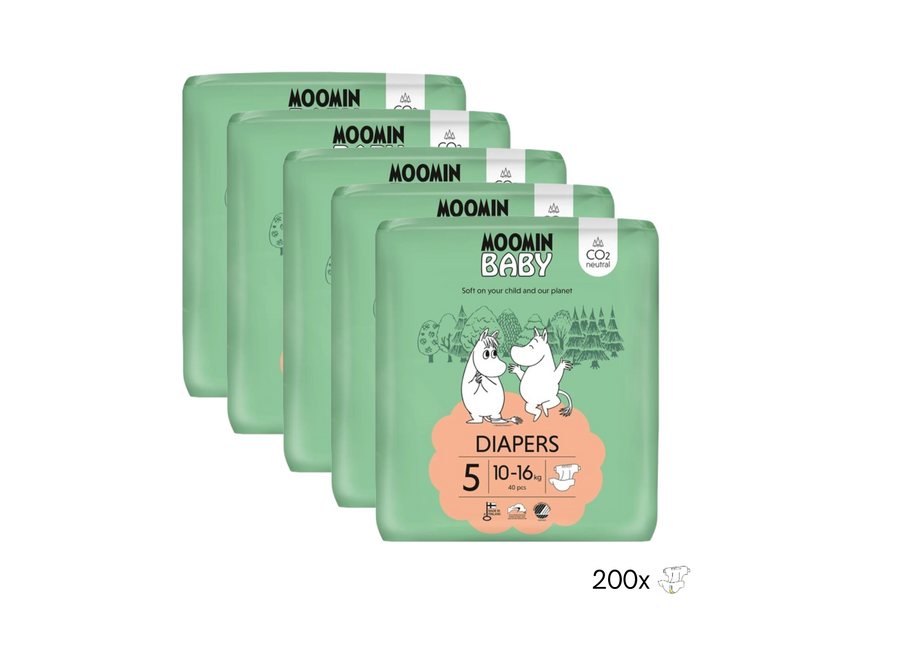 Moomin Baby Eco Wegwerpluiers - Maandbox 200 Stuks - Maat 5 - 10 t/m 16 kg