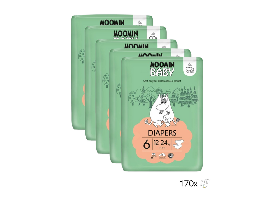 Moomin Baby Eco Wegwerpluiers - Maandbox 170 Stuks - Maat 6