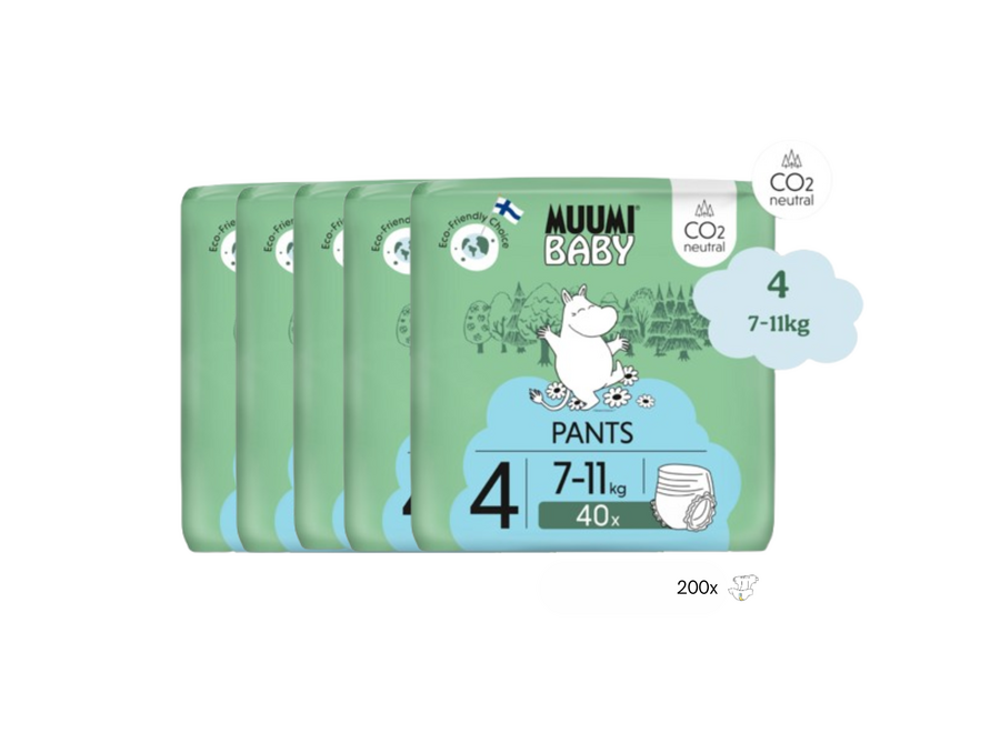 Moomin Baby Eco Luierbroekjes - Maandbox 200 Stuks - Maat 4 - 7-11 kg
