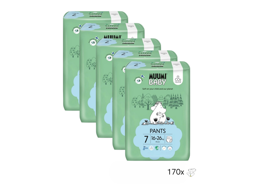 Couches-culottes écologiques - Boîte mensuelle de 170 pièces - Taille 7 - 16-26 kg - Hypoallergéniques - Peaux sensibles - Sans parfum