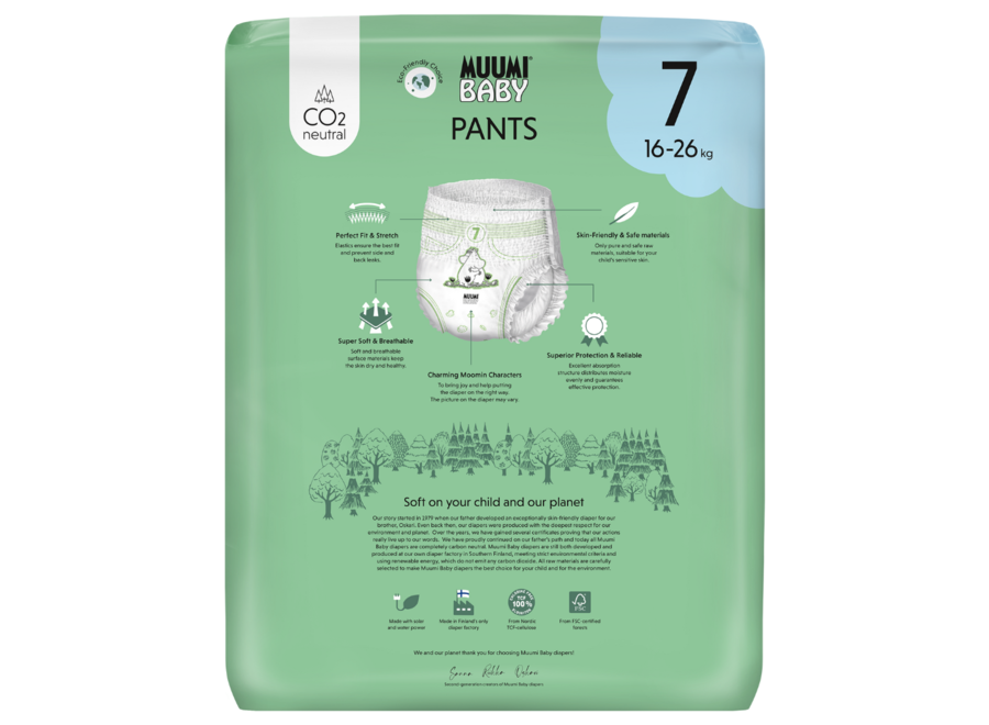 Couches-culottes écologiques - Boîte mensuelle de 170 pièces - Taille 7 - 16-26 kg - Hypoallergéniques - Peaux sensibles - Sans parfum