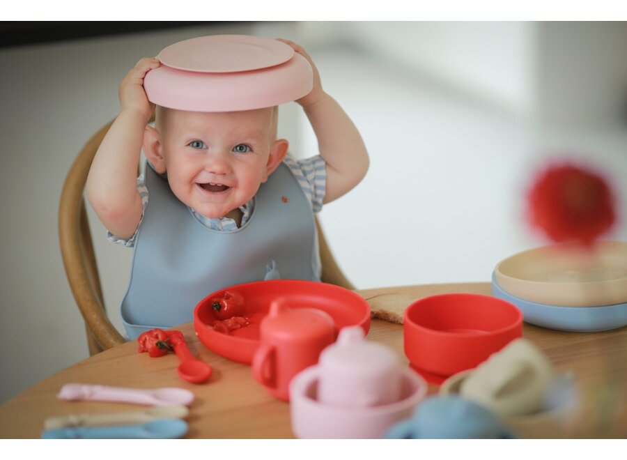 - Silicone plate with suction cup – Non-slip & easy to clean – Ideal for first bites