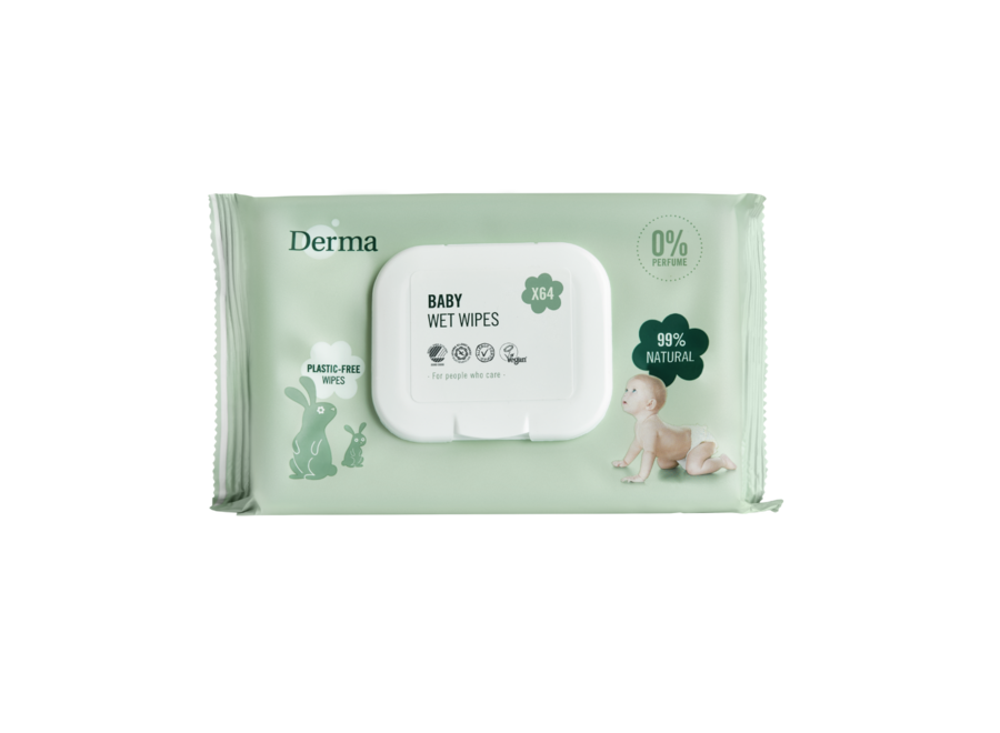 Lingettes Bébé Derma Eco - 12 x 64 lingettes - Douceur et Écologie pour la Peau de Bébé