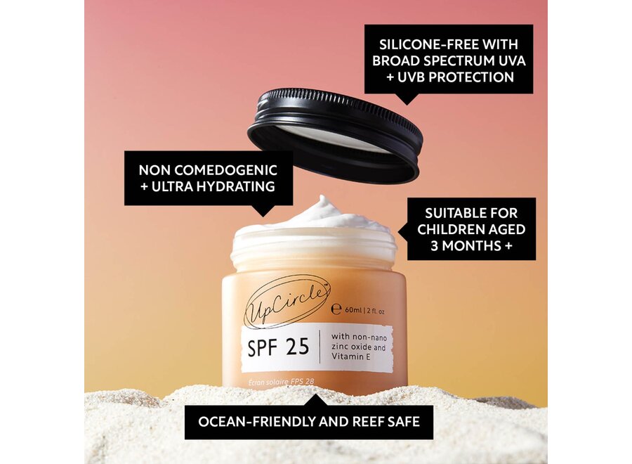 UpCircle Sunscreen - SPF 25 – Upcycled Raspberries – UVA & UVB Filters - Face - 20 ML