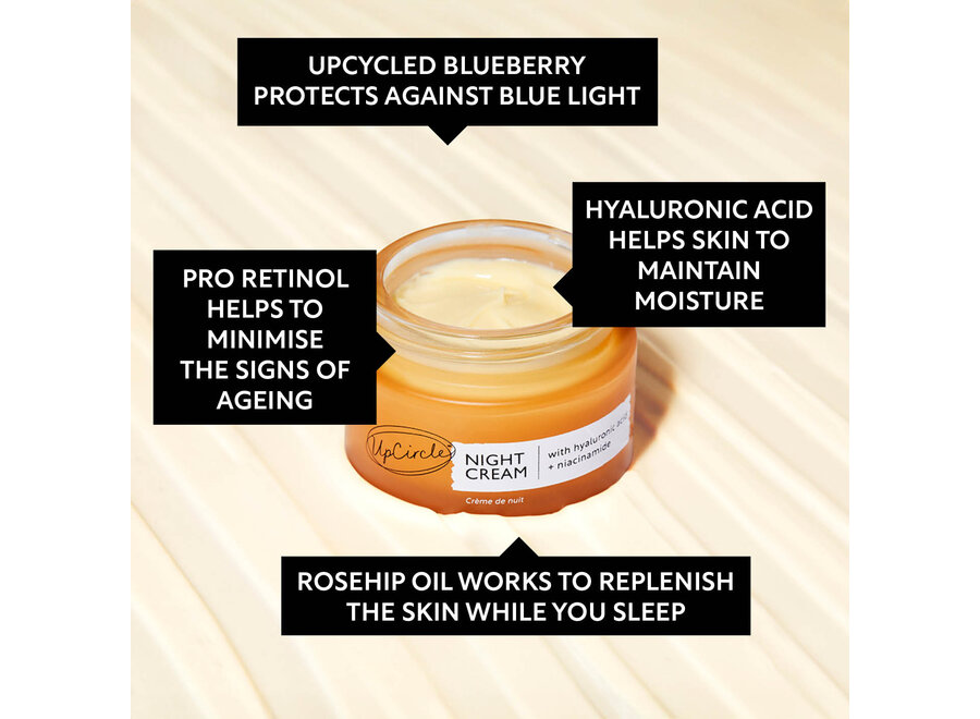 Crème de nuit UpCircle – Acide hyaluronique et niacinamide – 30 ml