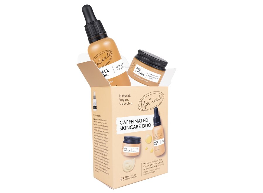 UpCircle Caffeinated Skincare Duo – Upcycled Coffee Oil – Facial oil + Eye Cream