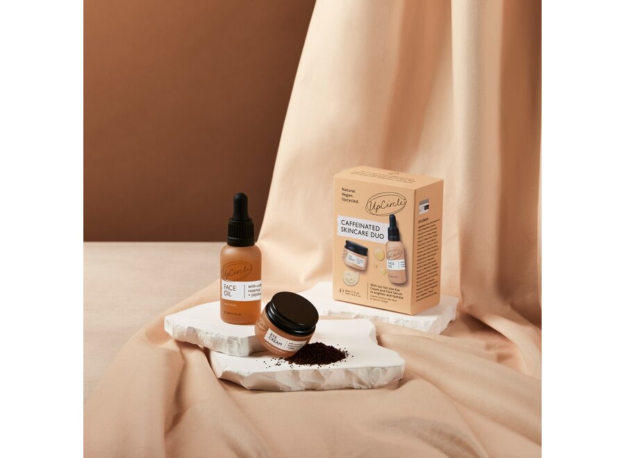 UpCircle - Caffeinated Skincare Duo - Aufbereitetes Kaffeeöl - Gesichtsöl + Augencreme - Reduziert Schwellungen und Fältchen - Für alle Hauttypen geeignet