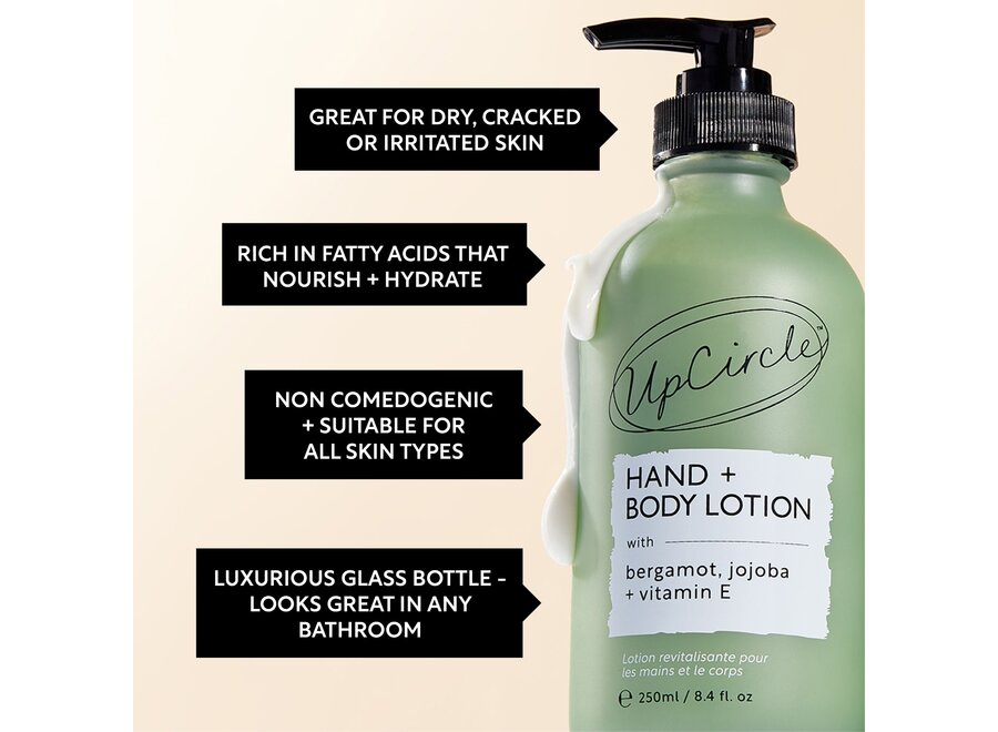 Lotion pour les mains et le corps – Eau de fruit de bergamote recyclée – Vitamine E – 250 ML