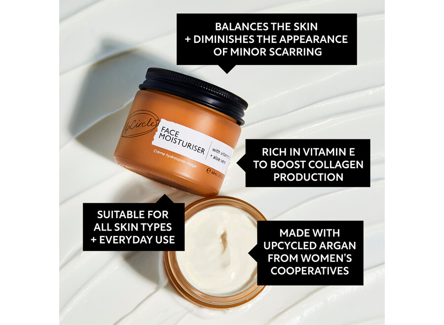UpCircle Moisturiser - Upcycled Argan Powder - Vitamin E & Aloe Vera - 60 ML