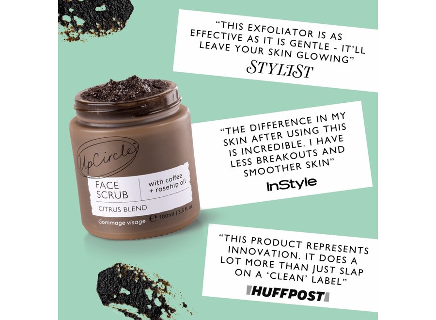UpCircle Face Scrub - Upcycled Coffee Grounds – Coffee & Rosehip Oil - Citrus Blend - 100 ML