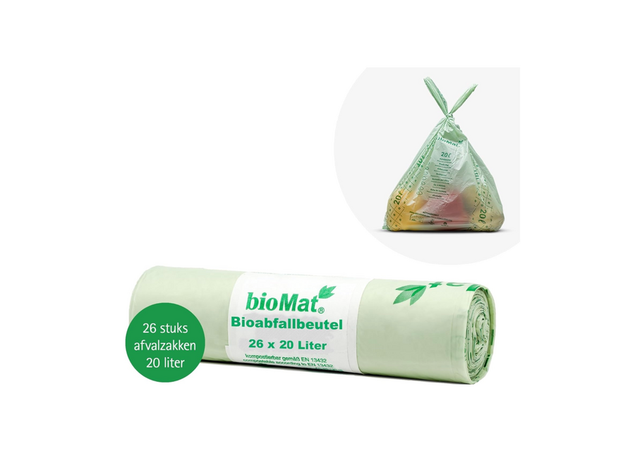 BioMat -Composteerbare vuilniszakken met handvaten 26 x 15/20 liter