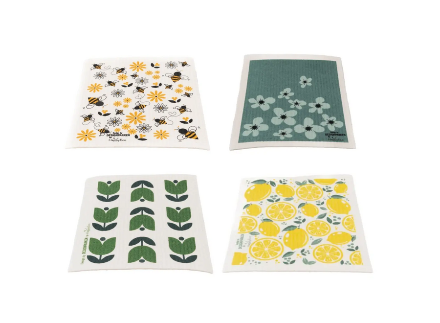 HappyEco - 4 stuks - Zweedse vaatdoekjes met print