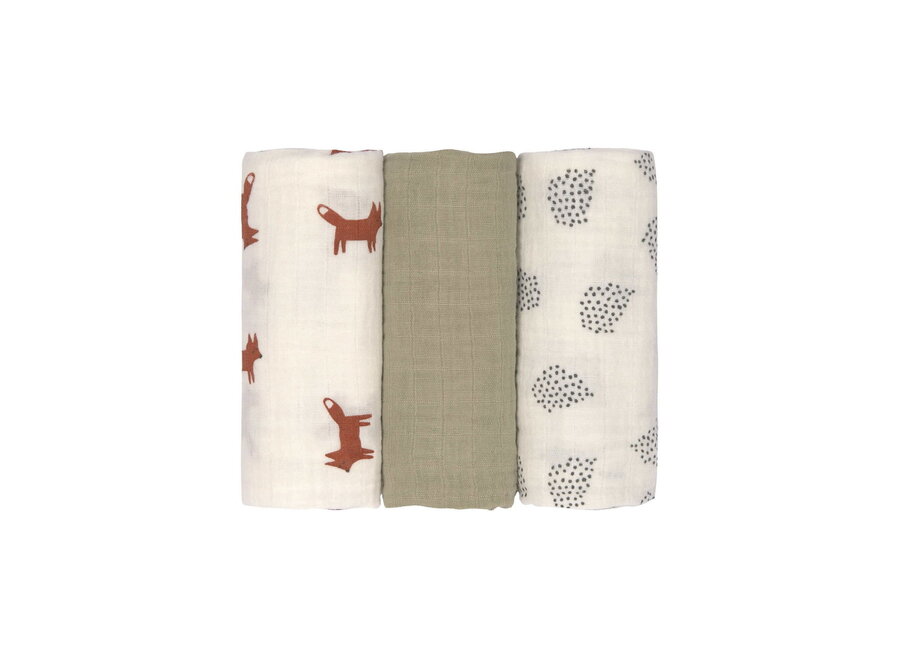 - Swaddle & Burp Multi-wipes - M - Little Forest - 3 pieces
