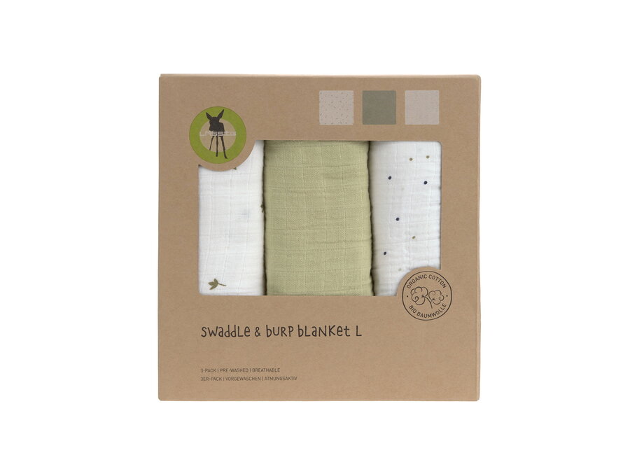 - Swaddle & Burp Multi-wipes - L - 3 pieces - GOTS
