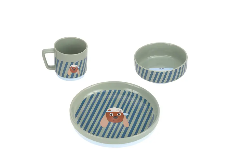 Servies set porselein/silicone - 3-delig - Hond/Kat