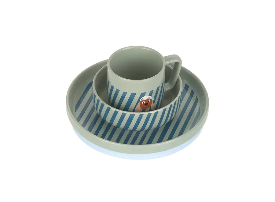 Servies set porselein/silicone - 3-delig - Hond/Kat