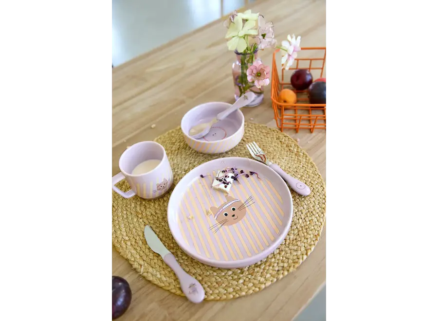 Servies set porselein/silicone - 3-delig - Hond/Kat