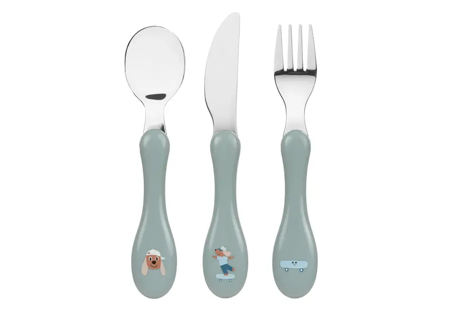 Coffret cadeau écoresponsable - Chiots - Bavoirs, assiette et couverts