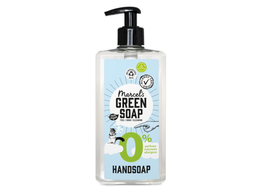 - Handzeep parfumvrij - 250-500ml - Gerecyclede fles - Hydratatie en zachtheid