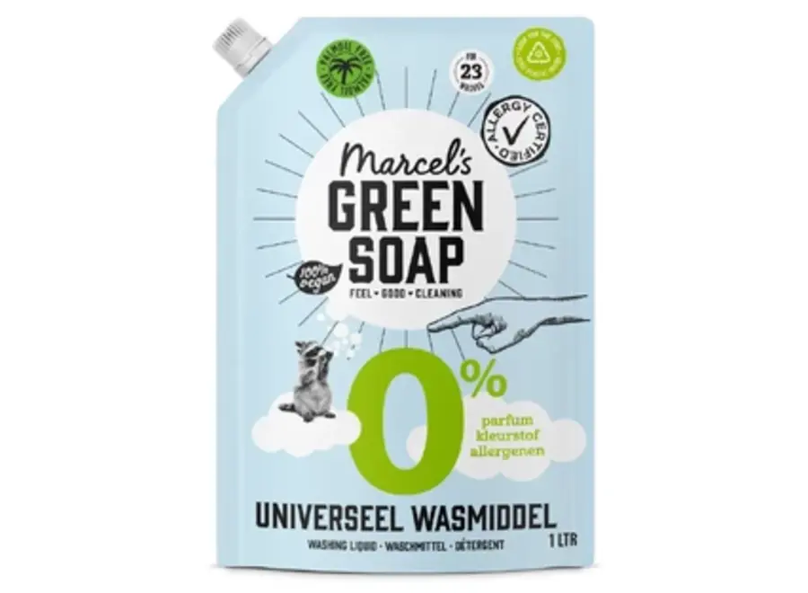 Lessive universelle sans parfum - 1 litre - Certifiée hypoallergénique - Rechargeable