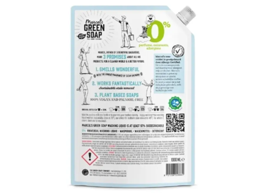 - Universal fragrance-free laundry detergent - 1 liter - AllergyCertified - Refillable