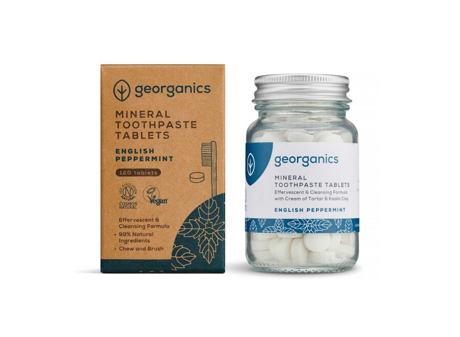 Georganics - Mineralische Zahnpasta-Tabletten - Pfefferminz - 3 Stück - Natürlich & Umweltschonend - Plastikfrei