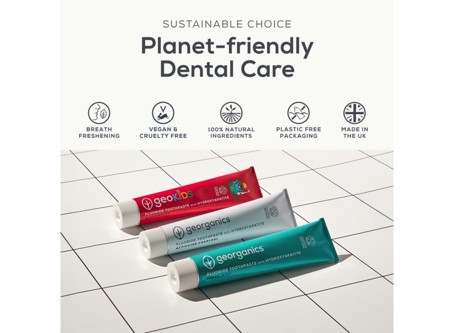 Dentifrice fluoré à l'hydroxyapatite - 75 ml - Au fluorure contre les caries - Emballage écologique