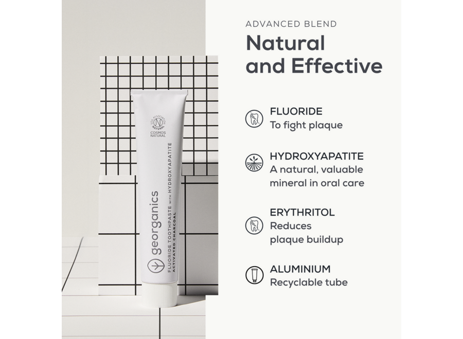 Fluoridhaltige Zahnpasta mit Hydroxylapatit – 75 ml – Mit Fluorid gegen Karies – Umweltfreundliche Verpackung