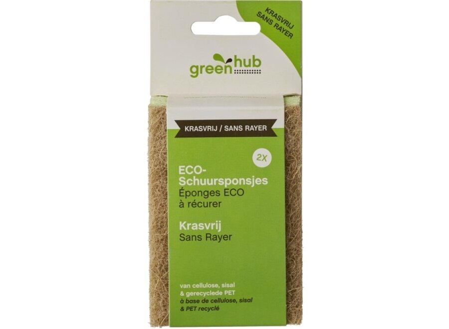 Greenhub - Tampons à récurer écologiques - Lot de 2 - Doux ou abrasifs