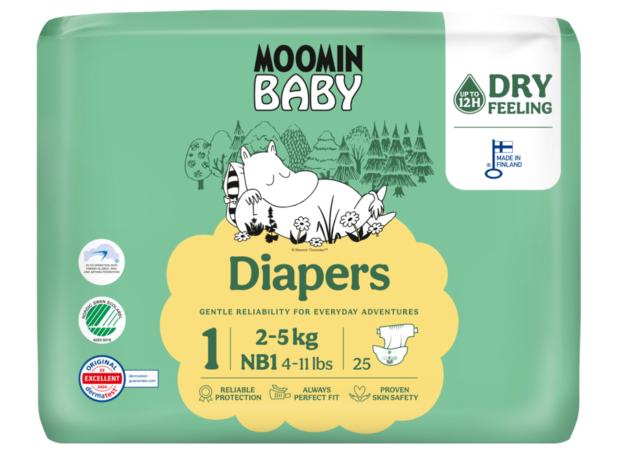 Couches écologiques Moomin - taille 1 - 2 à 5 kg