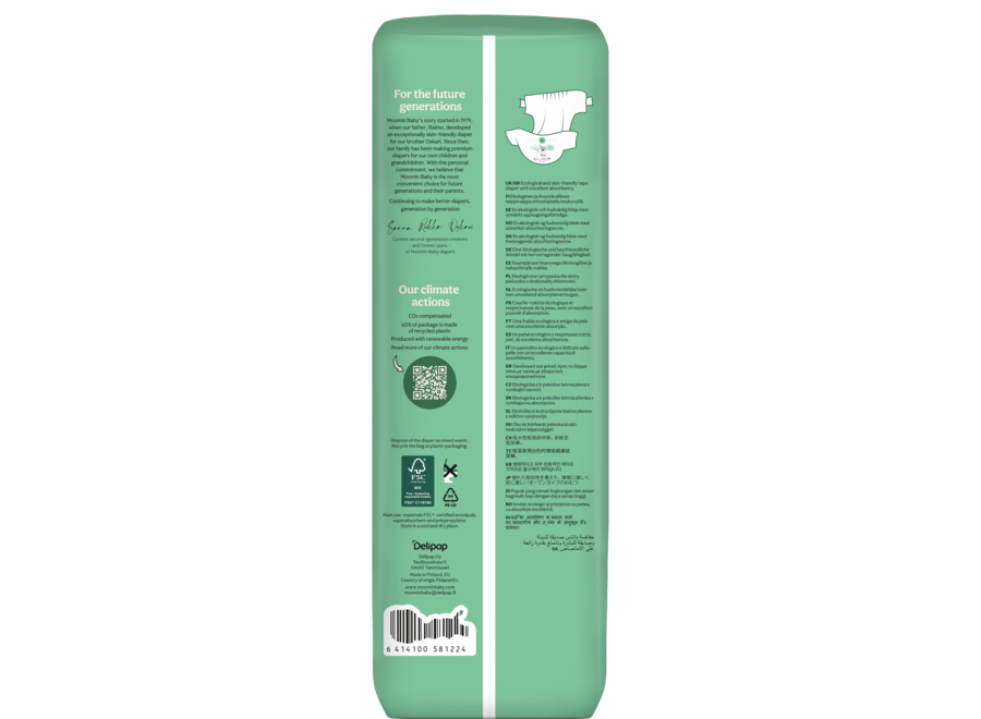 Moomin Baby Eco  windeln - Maat 6 - 12 bis 24 kg - Nachhaltige Materialien - Dermatologisch getestet