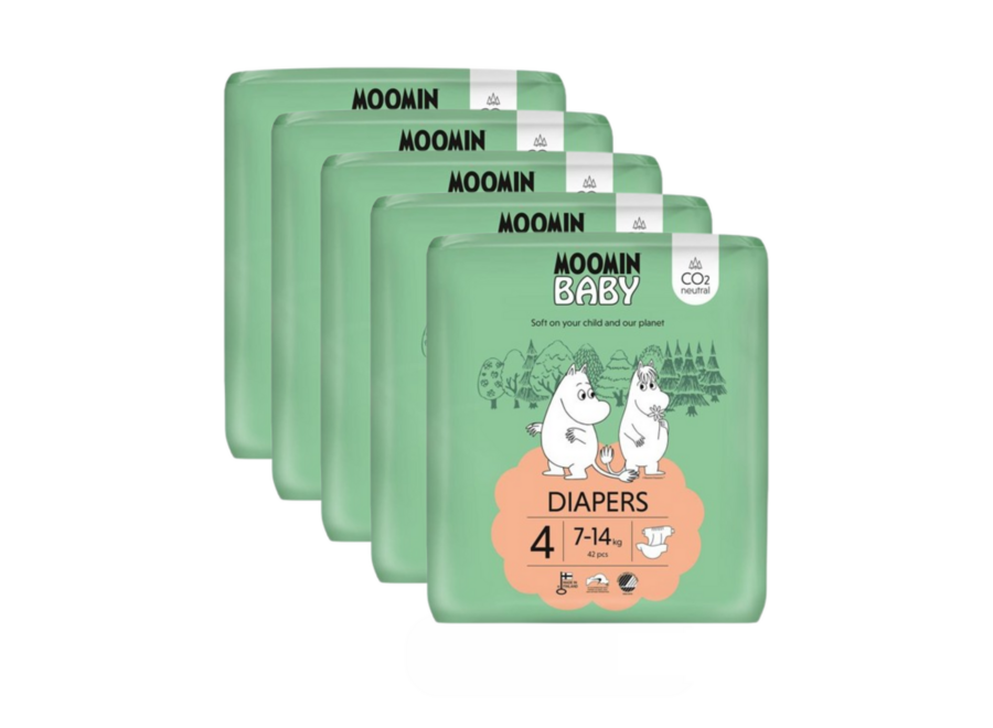 Moomin Baby Eco Diapers - Size 4 - 7 to 14 kg - Monthly Box 190 pieces