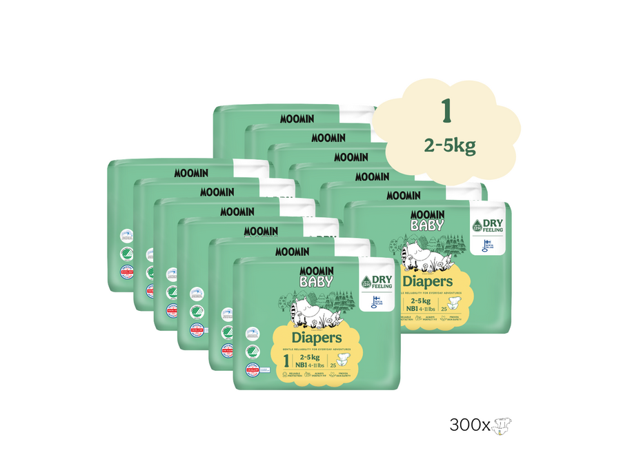 Eco Diapers - Size 1 - 2 to 5 kg - Monthly Box 300 pieces