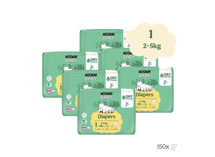 Moomin - Eco Windeln - Größe 1 - 2 bis 5 kg Vorteilspackung