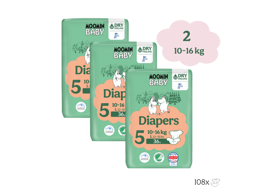 Moomin Baby - Eco Diapers - Size 5 - 10 to 16 kg - Value pack