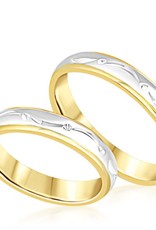 18 karat white and yellow gold wedding rings with matt and shiny finish