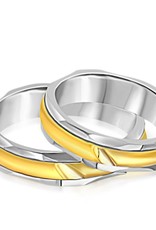 18 karat white and yellow gold wedding rings with matt and shiny finish