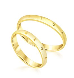 18 karat yellow gold wedding rings with matt and shiny finish