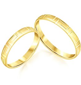 18 karat yellow gold wedding rings with matt and shiny finish