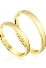 18 karat yellow gold wedding rings with matt and shiny finish