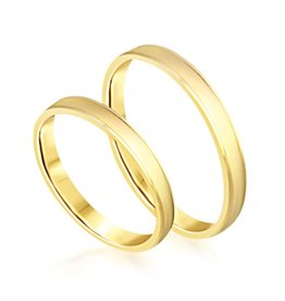 18 karat yellow gold wedding rings with matt and shiny finish