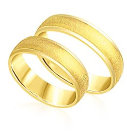 18 karat yellow gold wedding rings with matt and shiny finish