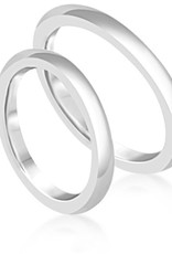 18 karat white gold wedding rings with shiny finish